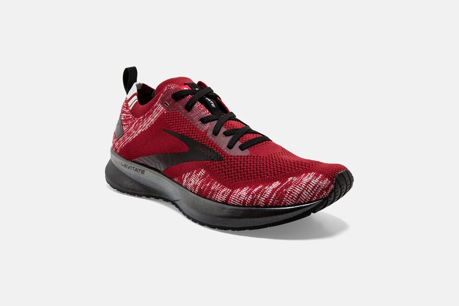 Levitate 4 Road Brooks Running Shoes NZ Mens - Red/Grey/Black - MJQBPT-983